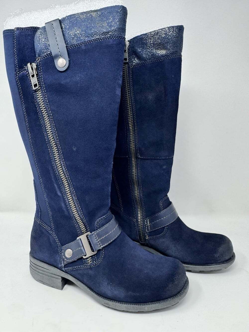 Earth Origins Portia Riding Boots Shoes Womens Size 7.5 Blue Suede